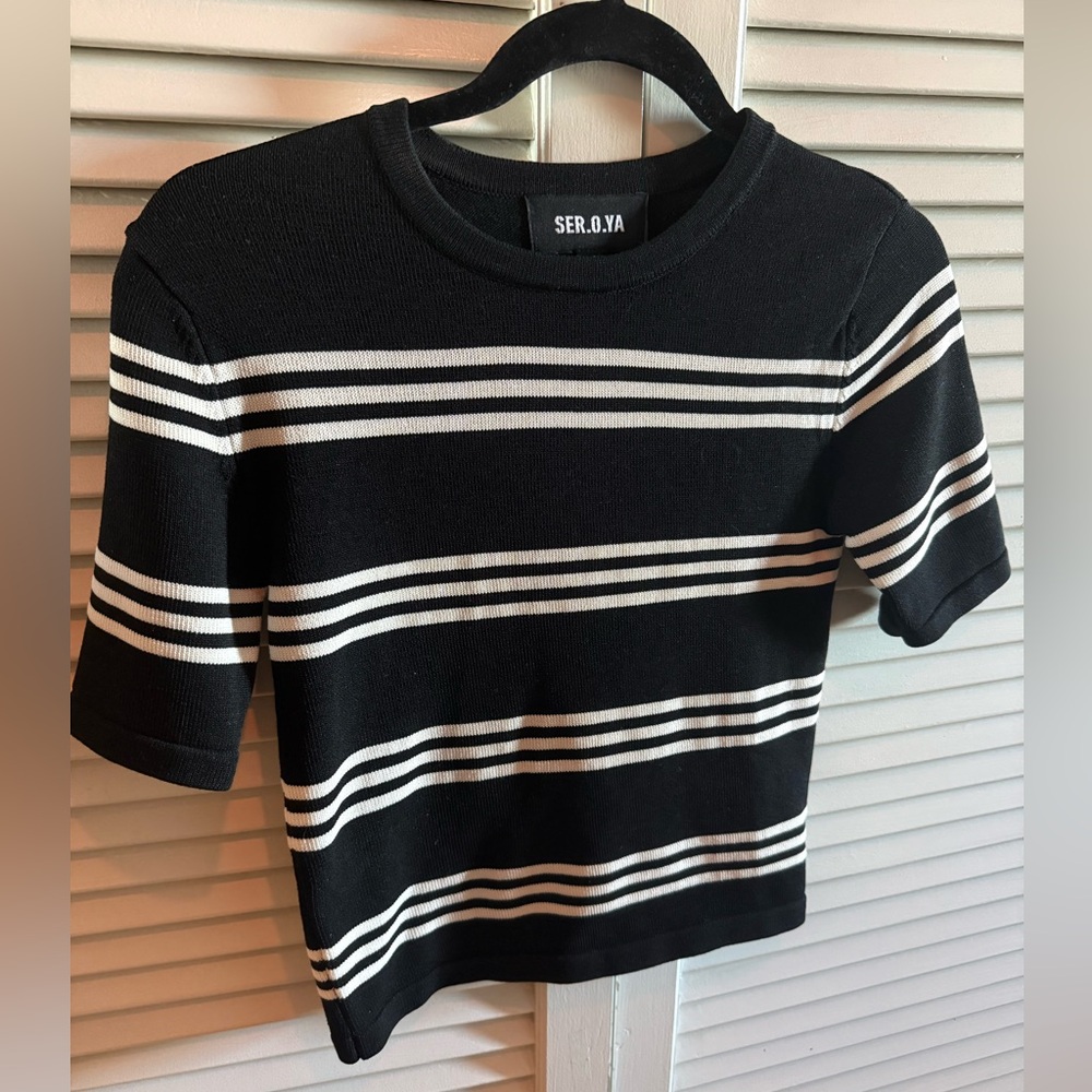 SER.O.YA Black and White Striped Tee